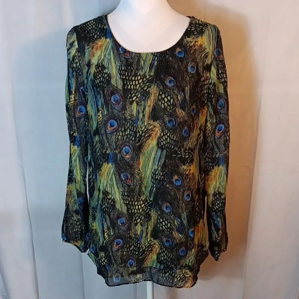 Zac & Rachel Peacock Feather Print Women's Top